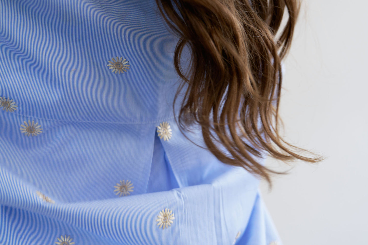 Blue and white striped cotton shirt
