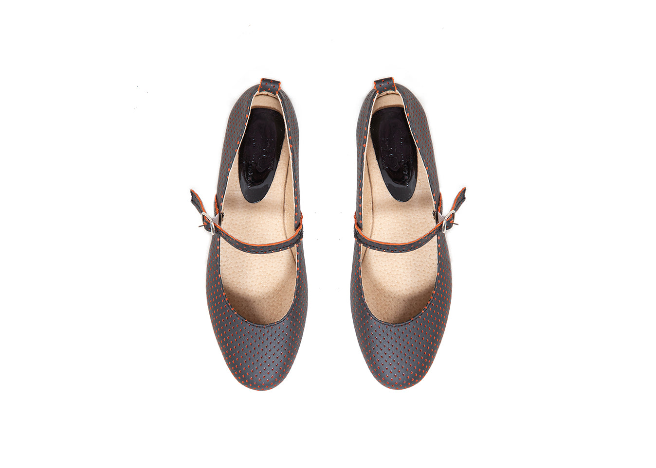 Mary Jane ballet flats - perforated black leather
