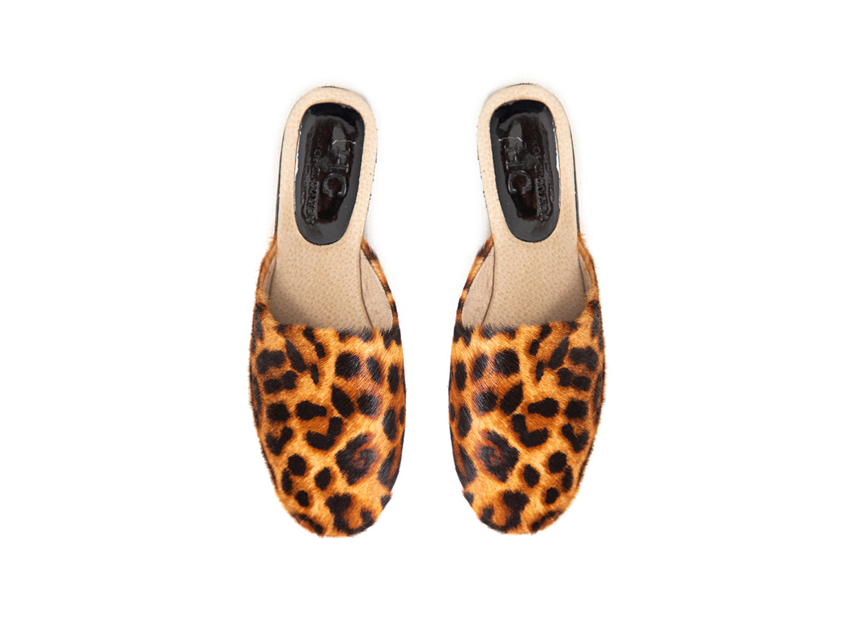 Round mule - calf hair leopard print