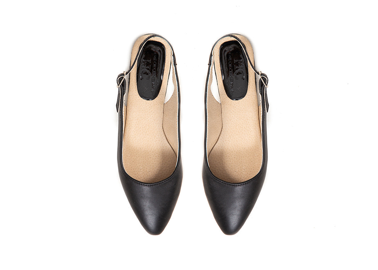 Slingback - Black leather