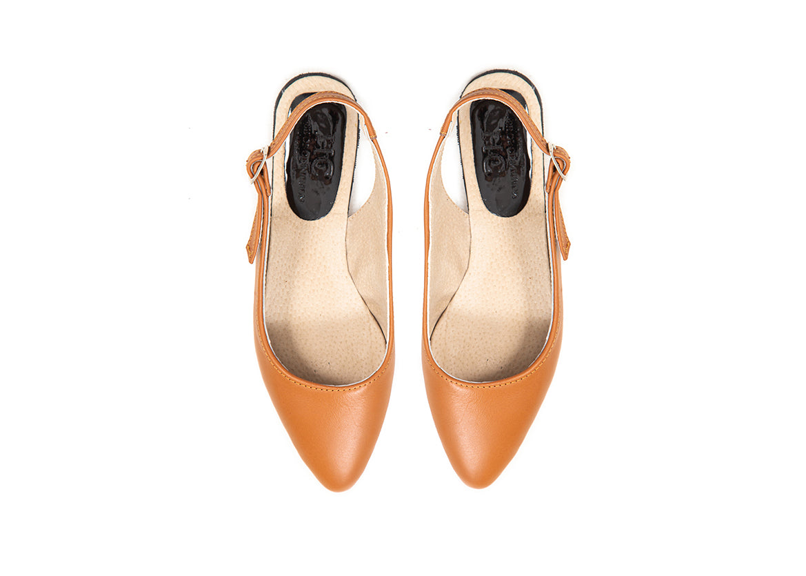 Slingback - Tan leather