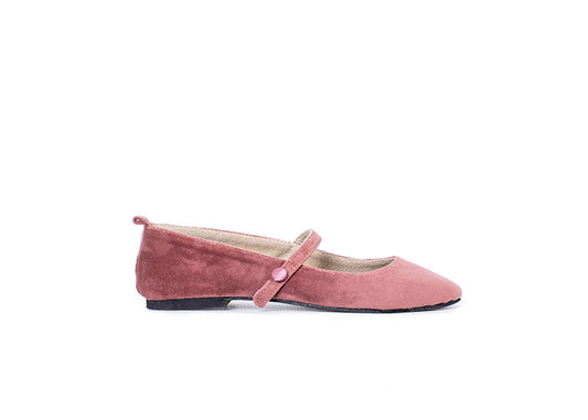Mary Jane ballet flats - blush pink velvet