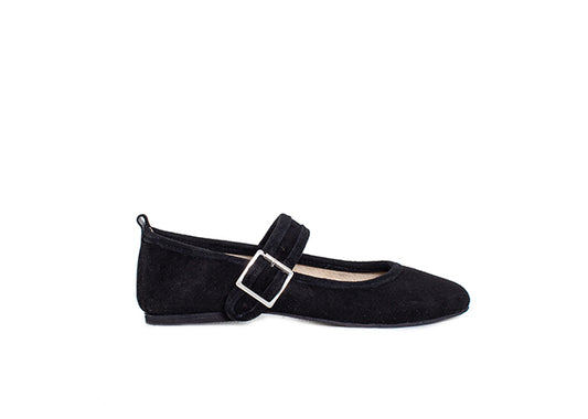 Mary Jane ballet flats - black suede leather