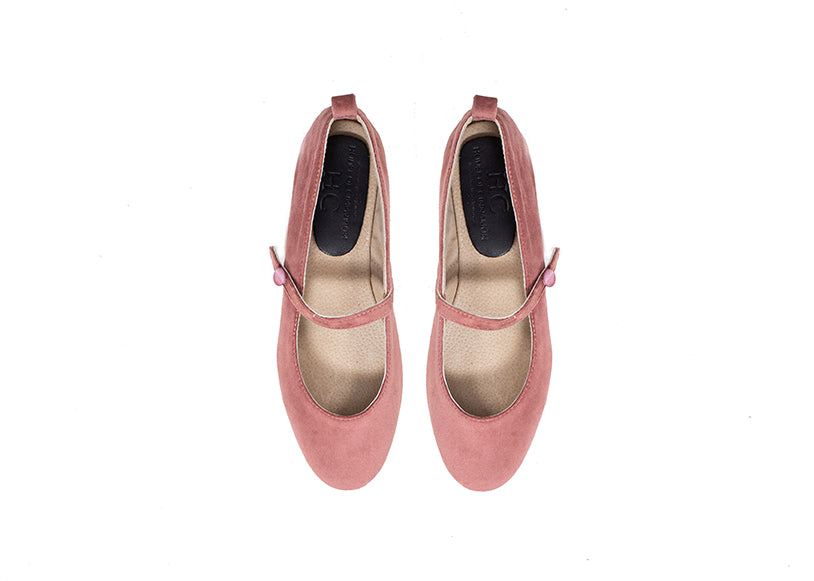 Mary Jane ballet flats - blush pink velvet