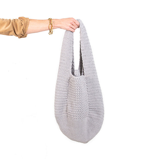 Crochet boho bag - light grey