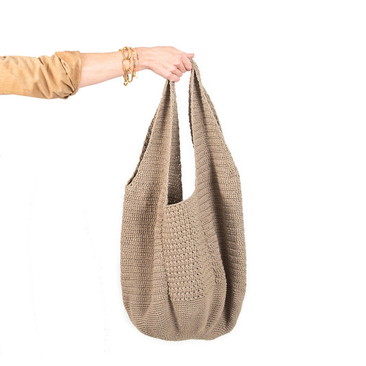 Crochet boho bag - light olive