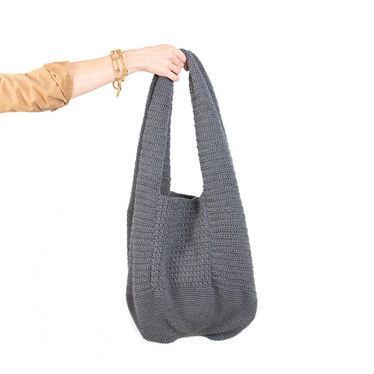 Crochet boho bag - dark grey