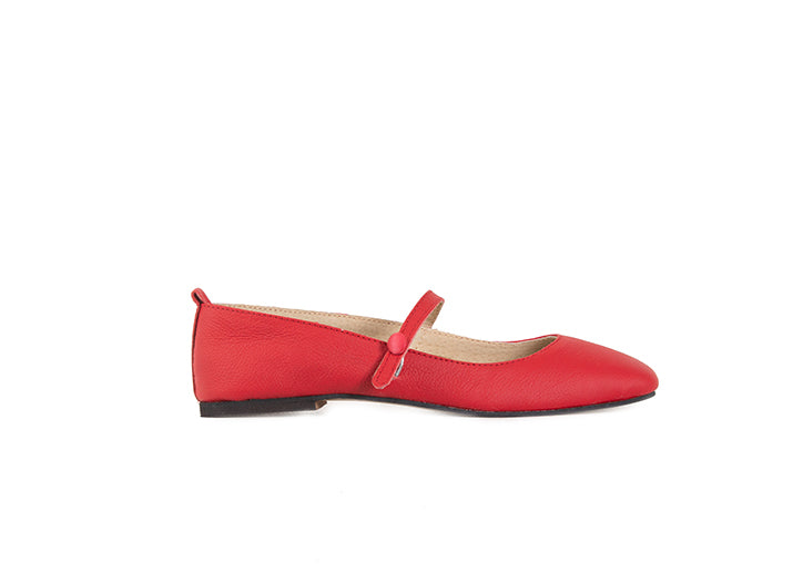 Mary Jane square toe - red leather
