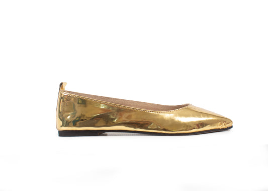 Pointed Flat - gold supa leather