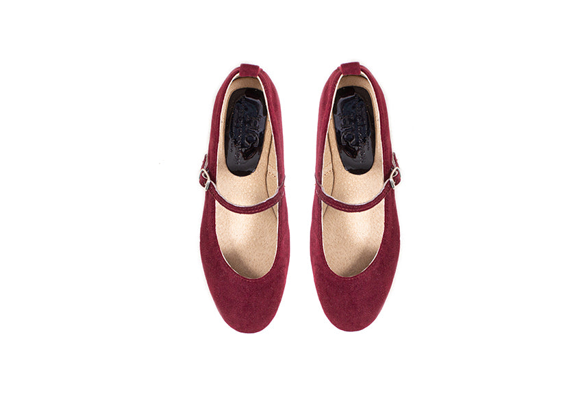 Mary Jane ballet flats - burgundy velvet