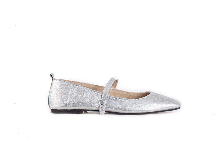 Mary Jane square toe - silver leather