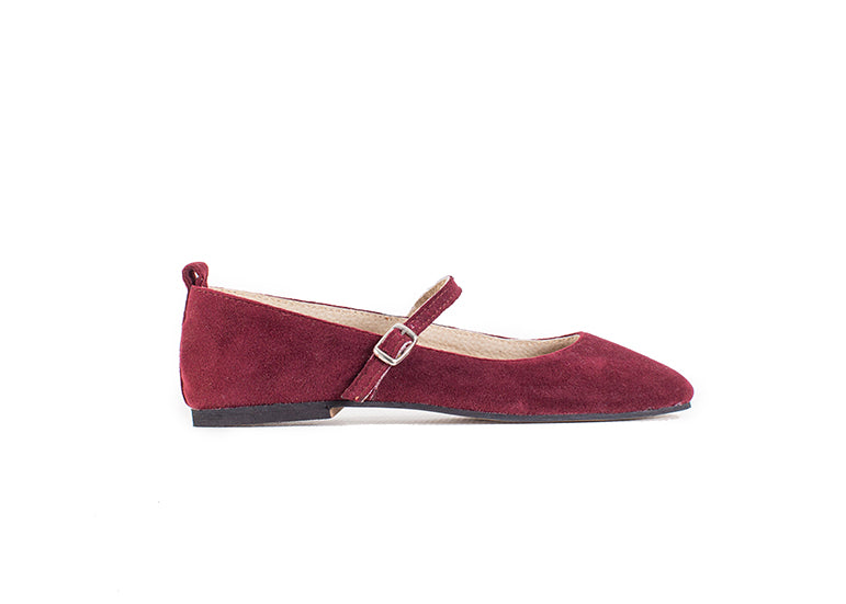 Mary Jane ballet flats - burgundy velvet