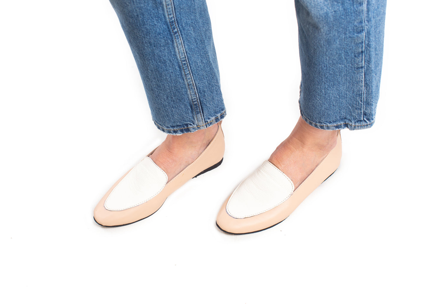 Classic loafer - cream with ballet nude leather