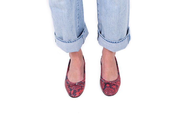 Ballet Flat - Red Snakeprint