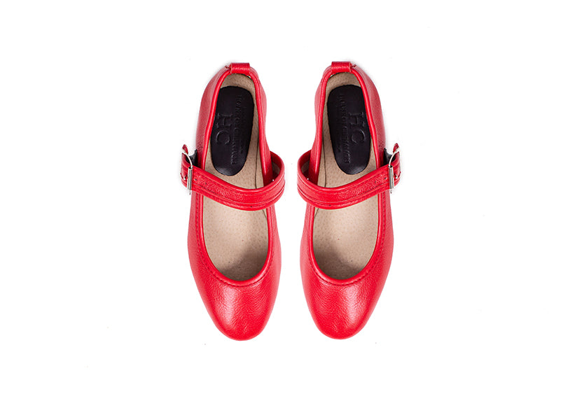 Mary Jane ballet flats - red leather
