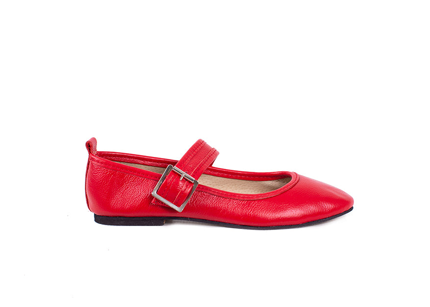 Red retailer leather flats