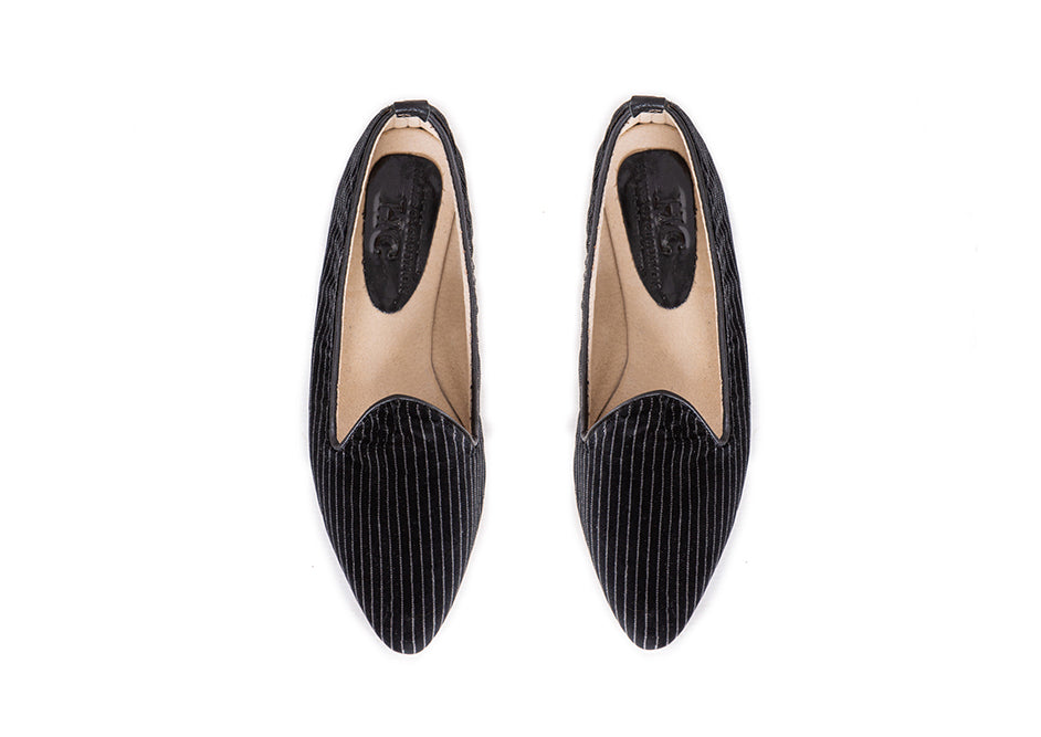 Pointed Loafer - pinstripe velvet