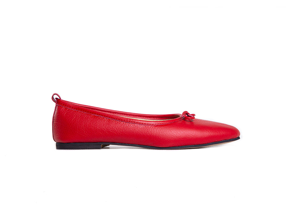 Ballet flat - high vamp, black leather