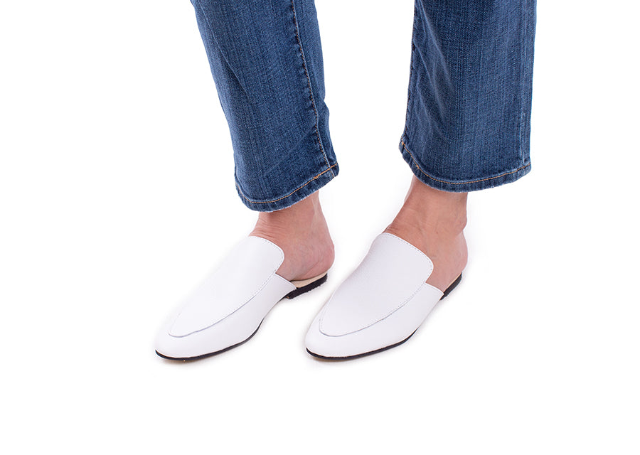 Round mule - cream leather