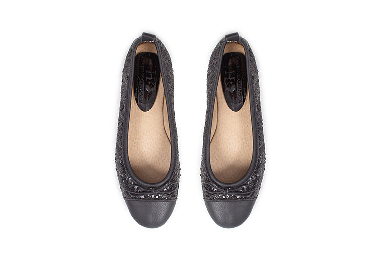 Ballet Flat - Black Sequins