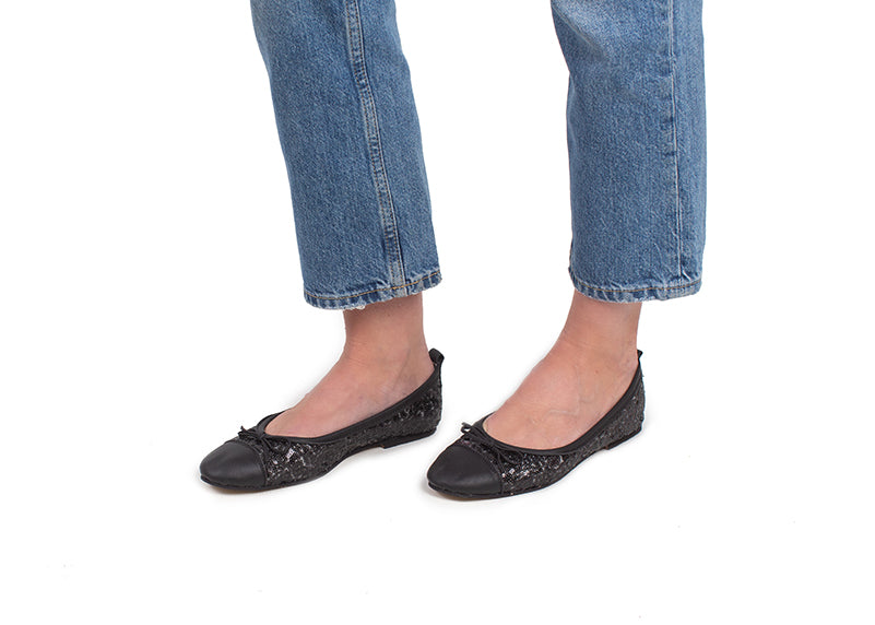 Ballet Flat - Black Sequins