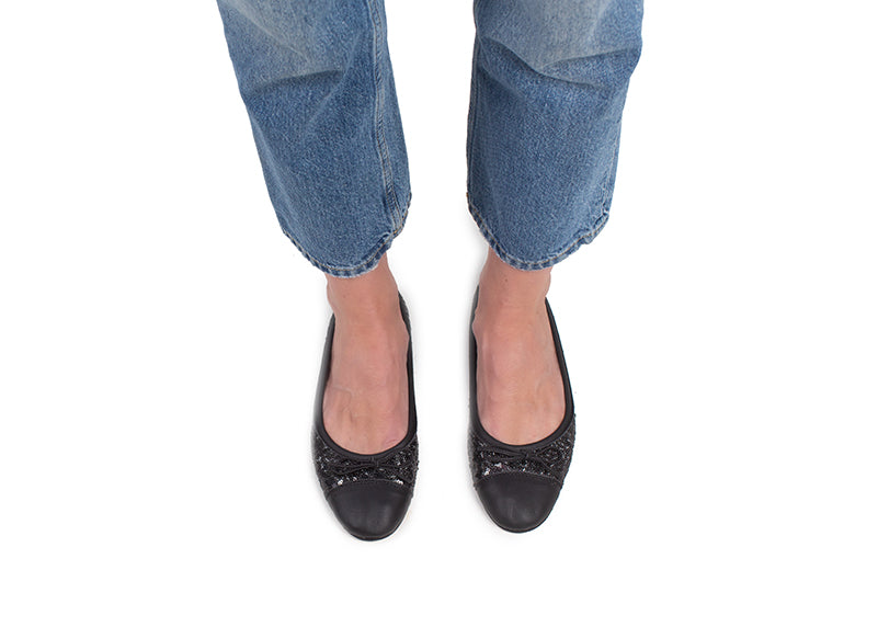Ballet Flat - Black Sequins