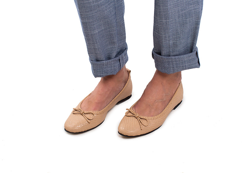 Ballet Flat - neutral snakeprint leather
