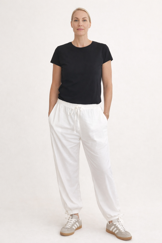 Cream linen jogger