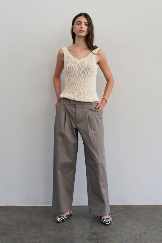Cotton trousers taupe