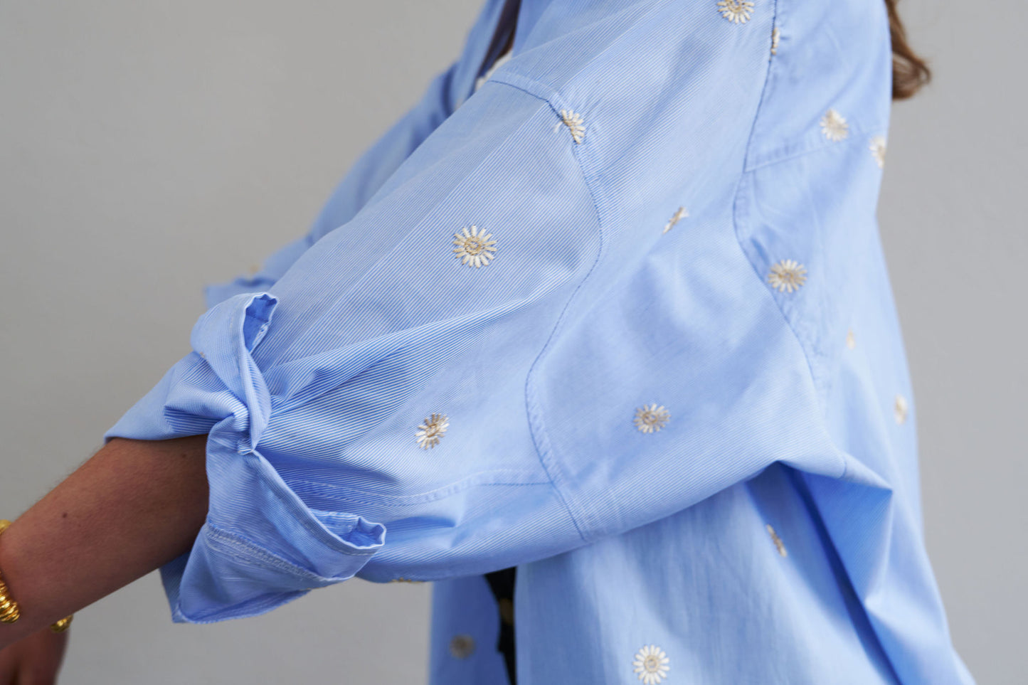 Blue and white striped cotton shirt