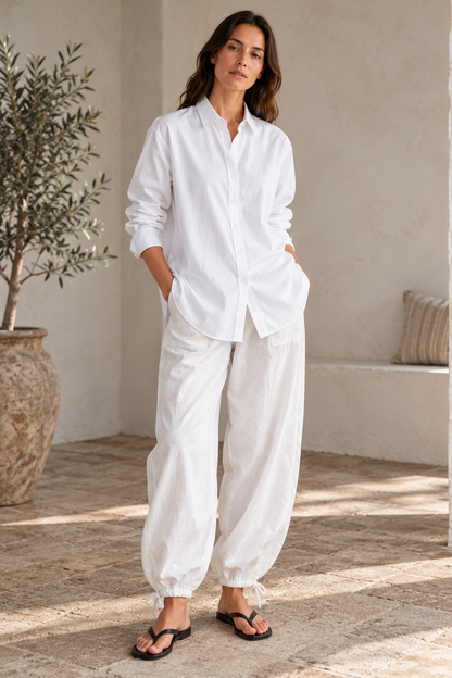 Cream linen jogger