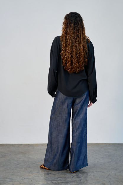 Soft wide legged cotton denims