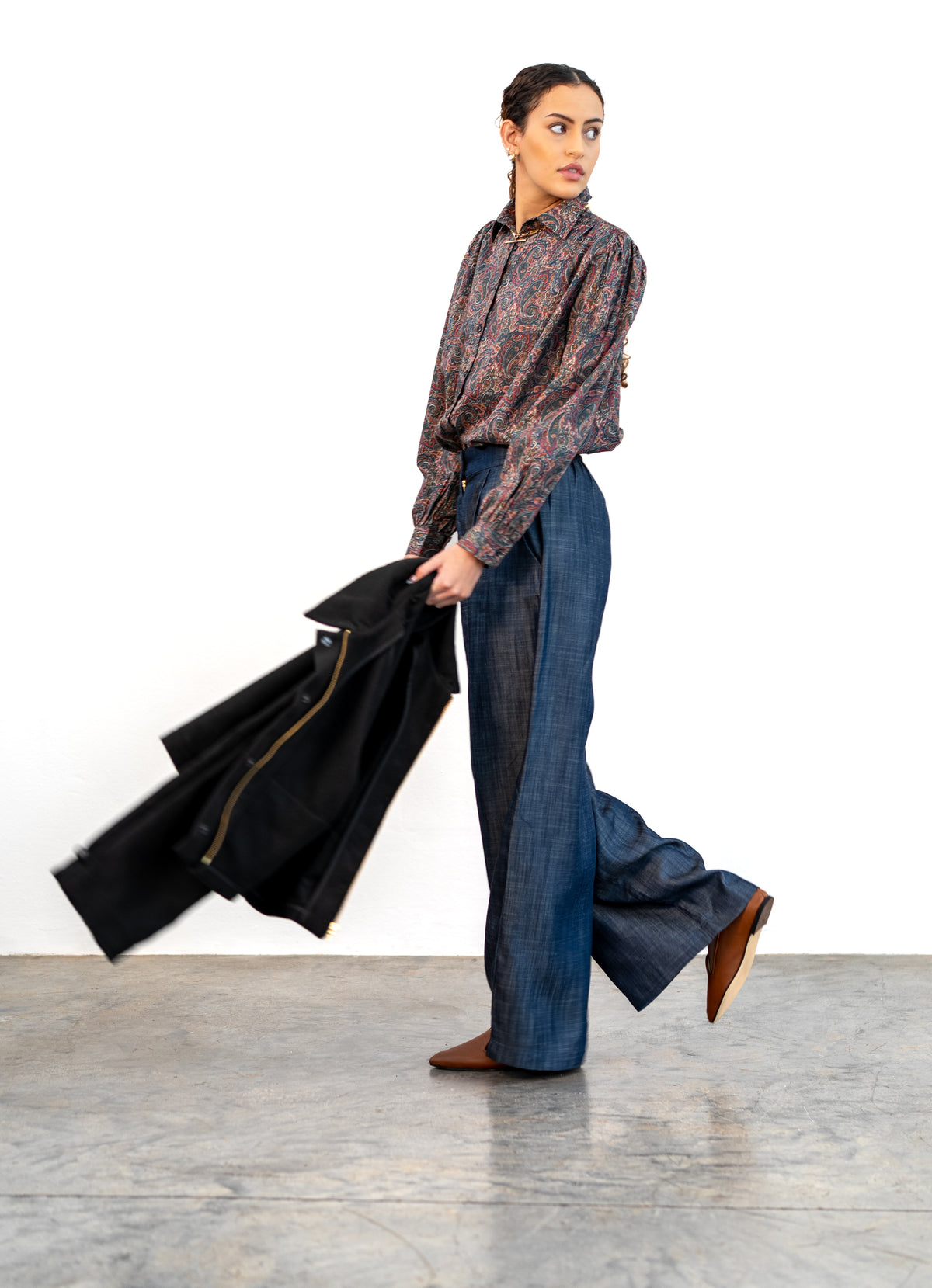 Soft wide legged cotton denims