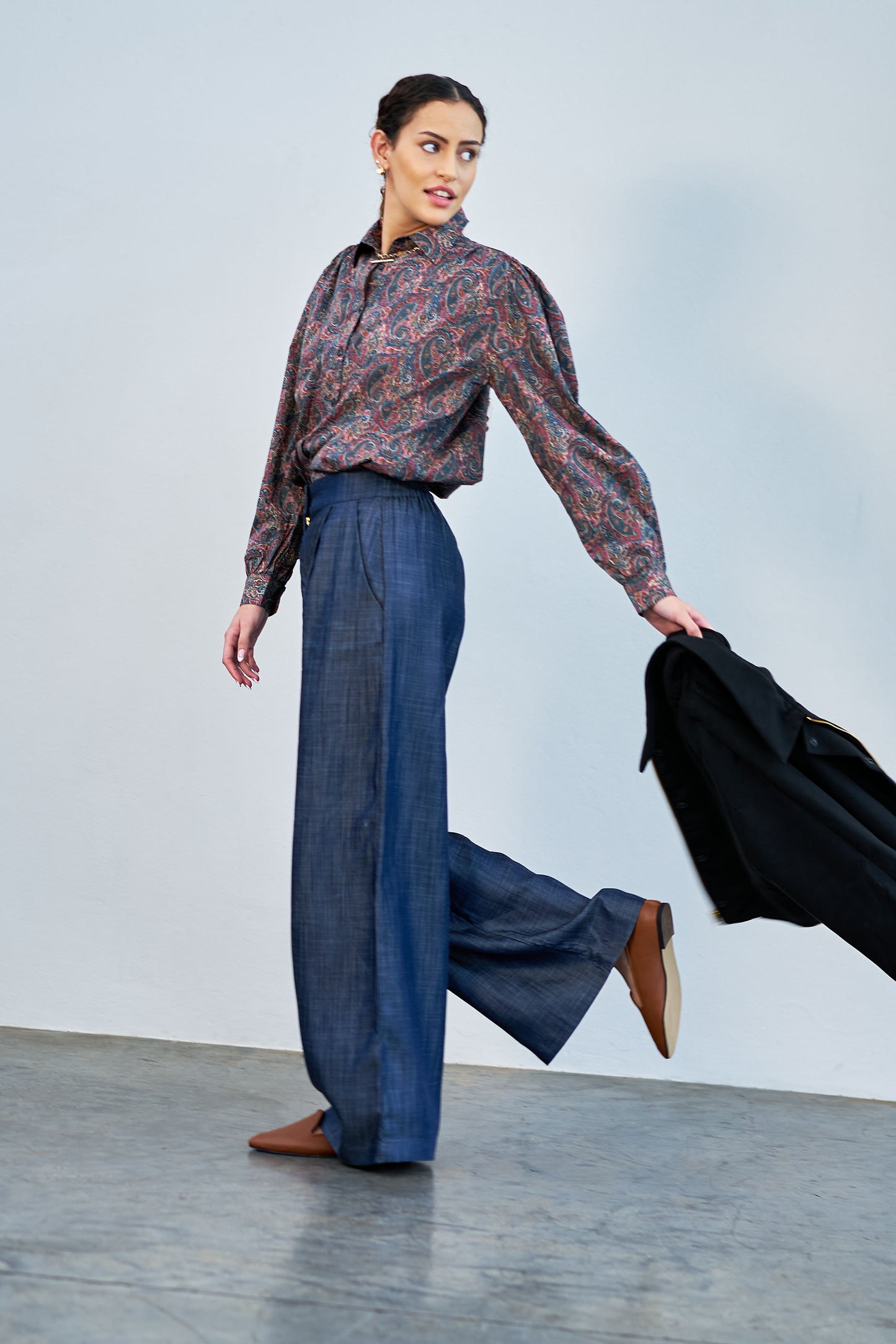 Soft wide legged cotton denims