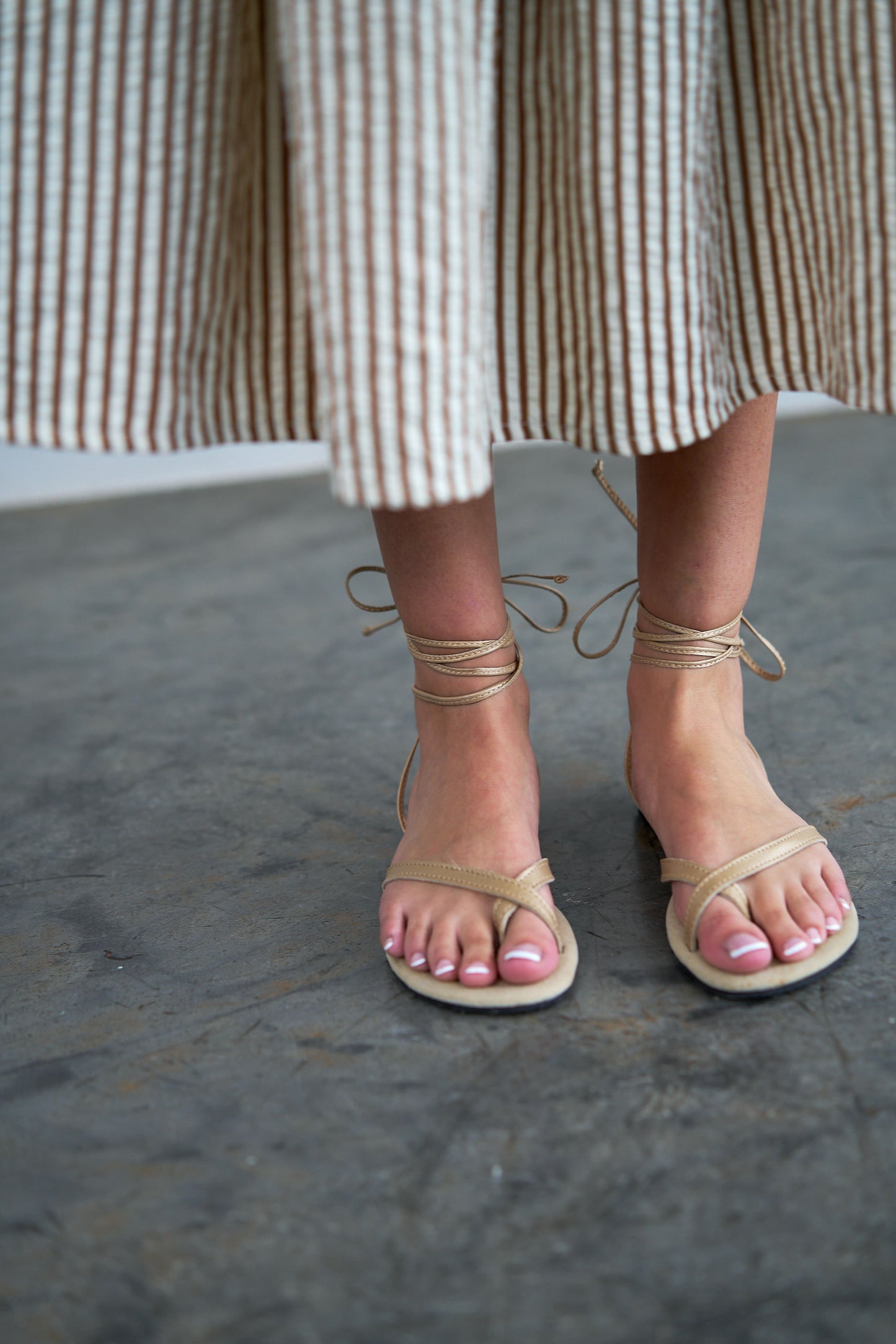 Gold lace-up sandals