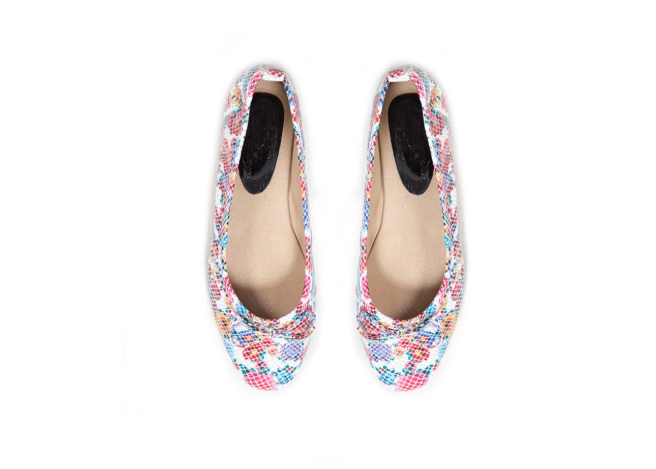 Ballet Flat - floral print leather