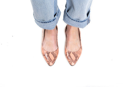 Pointed Flat - coral snake print leather