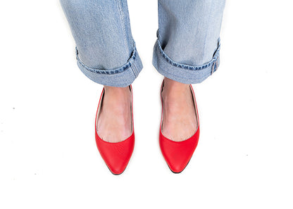 Pointed Flat - red leather
