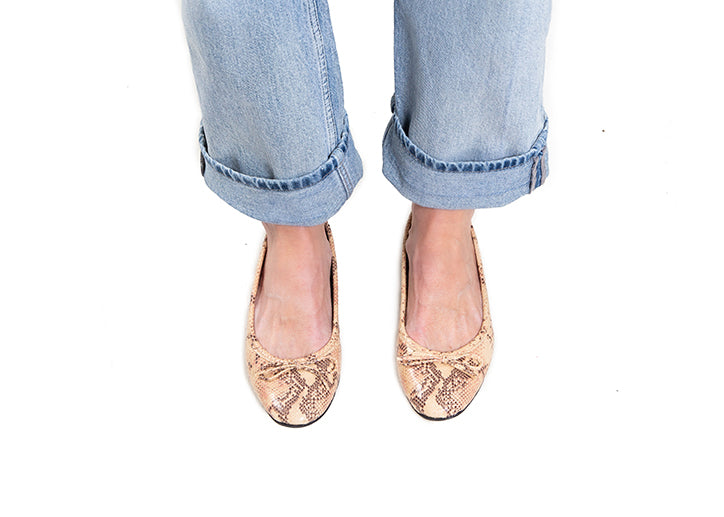 Ballet Flat - neutral snakeprint leather