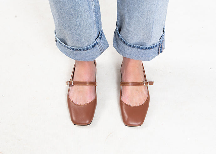 Mary Jane square toe - bister leather