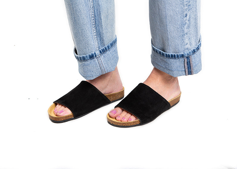 Greta Slides - black suede
