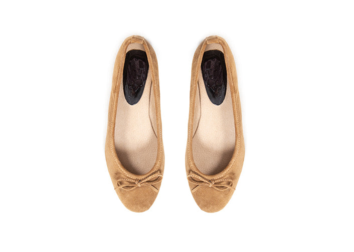 Ballet flat - tan suede leather