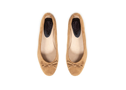 Ballet flat - tan suede leather