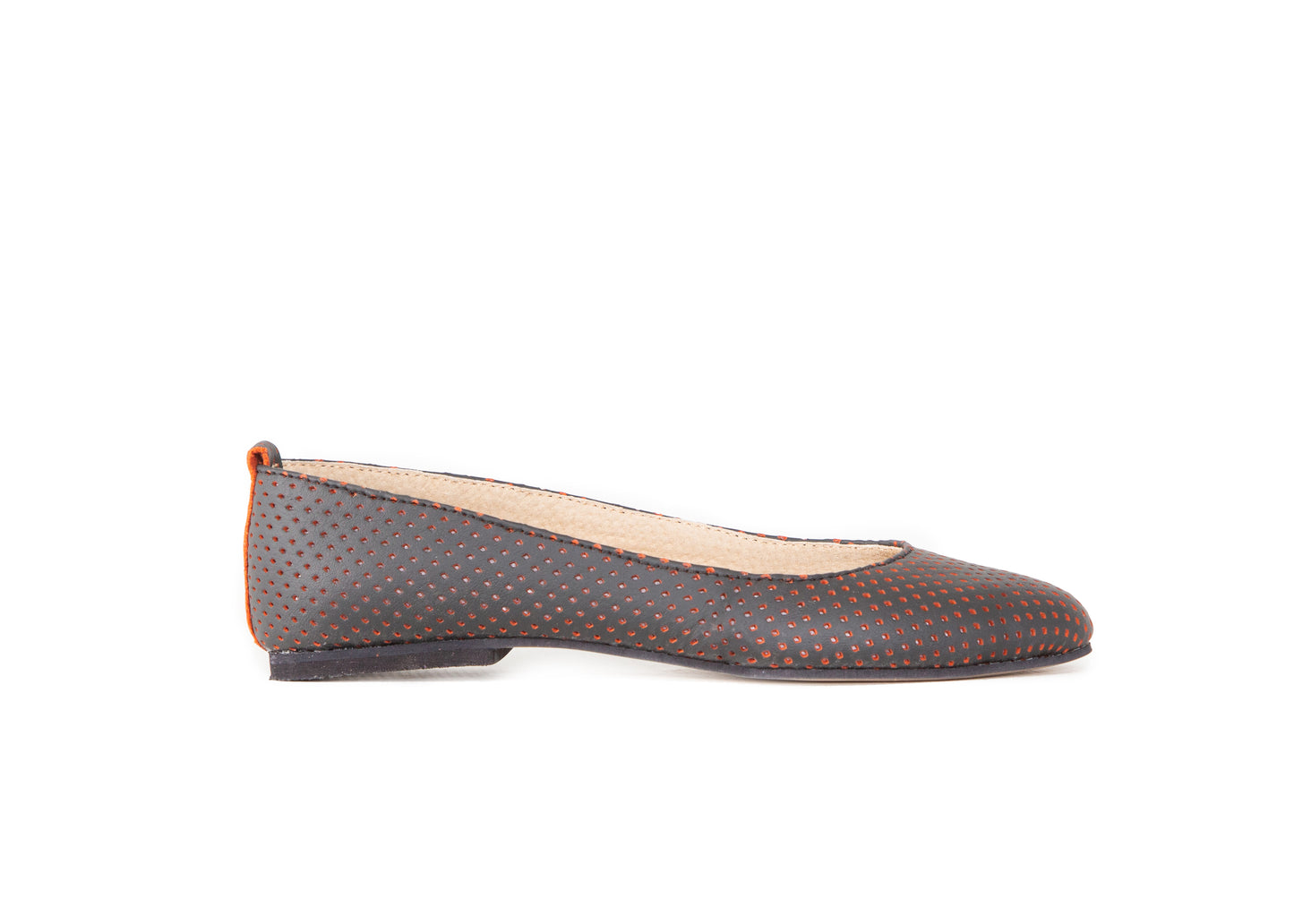 Ballet flat - perforated black leather
