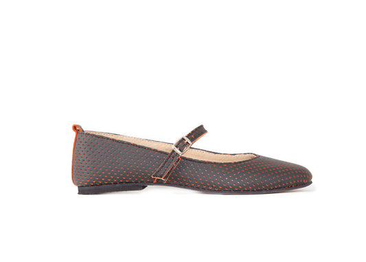 Mary Jane ballet flats - perforated black leather