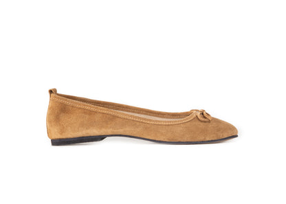 Ballet flat - tan suede leather