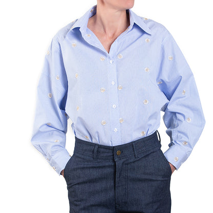 Blue and white striped cotton shirt
