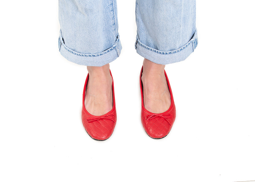Ballet flat - red woven leather