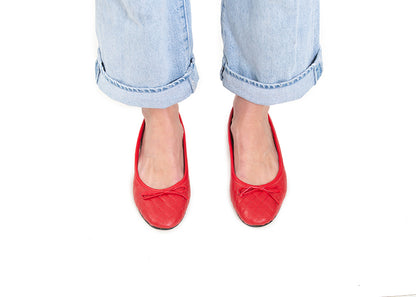 Ballet flat - red woven leather