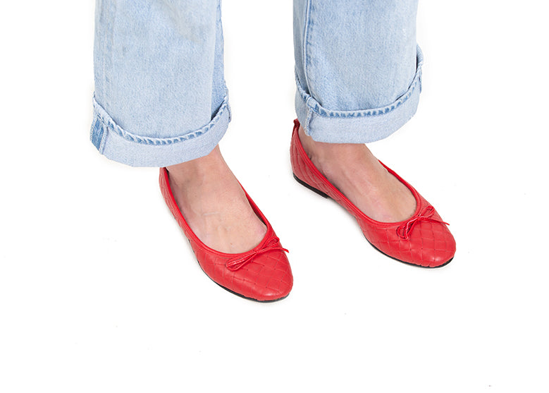 Ballet flat - red woven leather